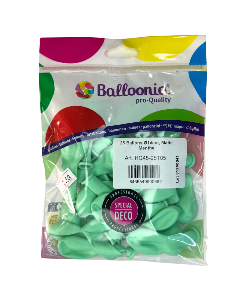 Ballons latex mat Ø14 cm (5") — sachet de 25
