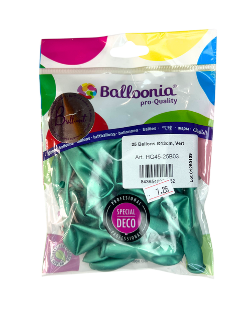 Ballons latex Brilliant (chromé) Ø13 cm — sachet de 25