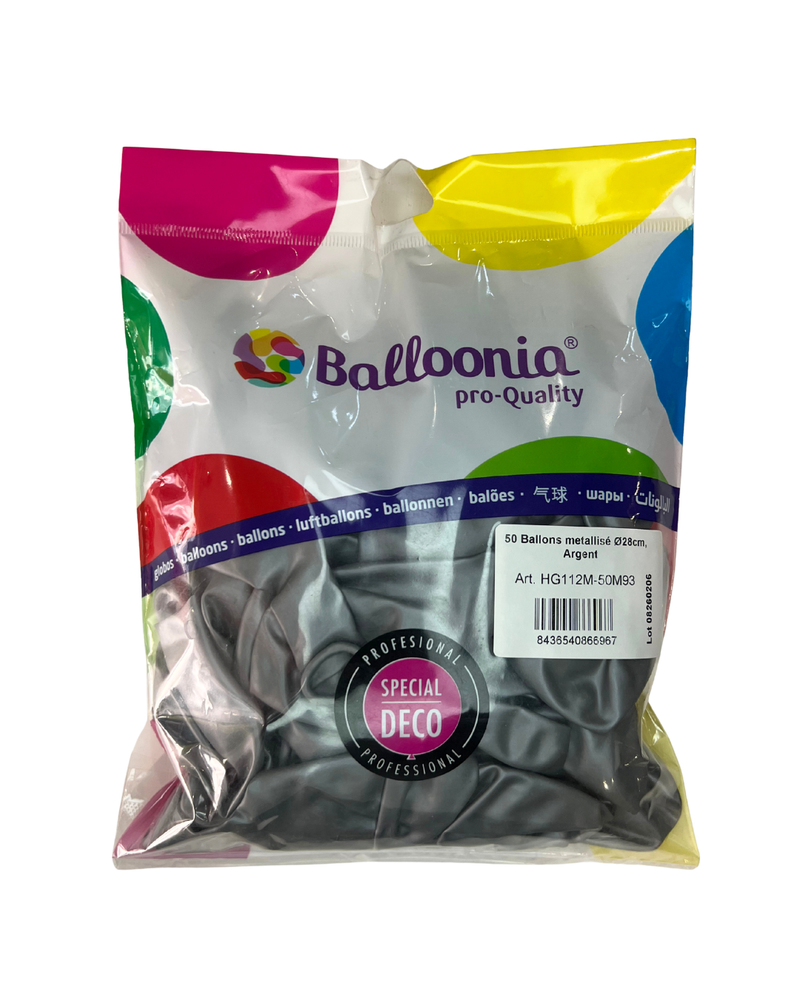 Ballons latex métallisé Ø28 cm — sachet de 50
